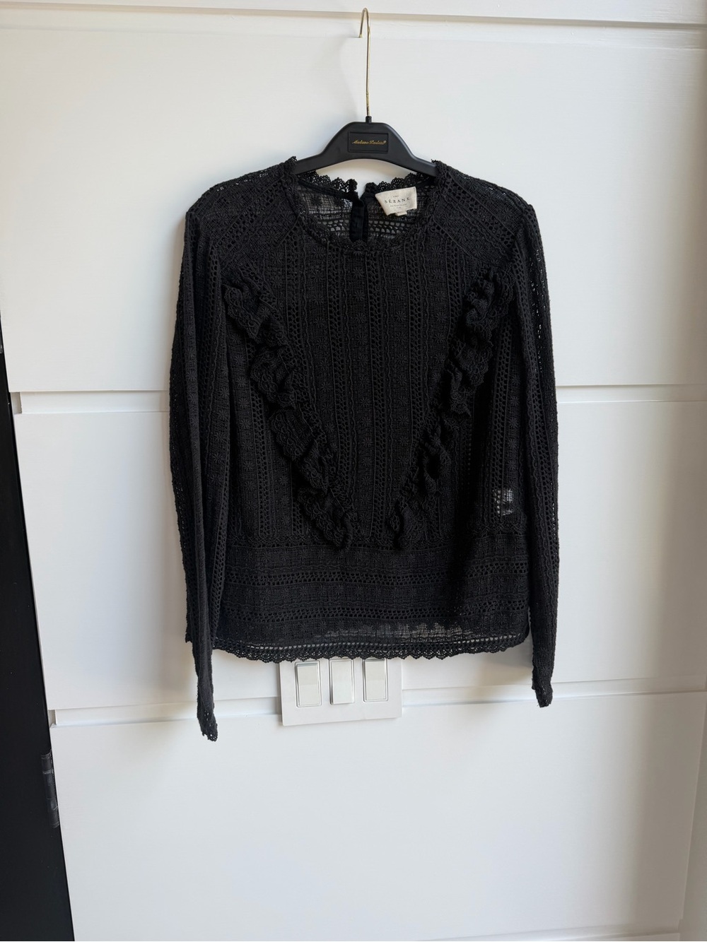 Sezane Madeline blouse in black noir